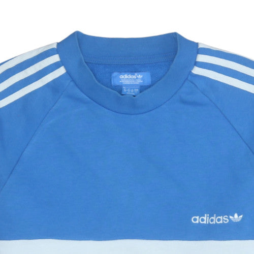 Adidas Men Blue Crew Neck Pullover Sweatshirt Medium Sports Style