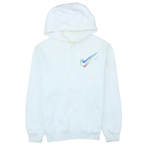 Nike Men's White Pullover Hoodie Small Fleece Logo Sportswear