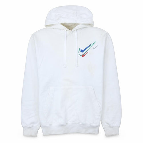 Nike Men's White Pullover Hoodie Small Fleece Logo Sportswear