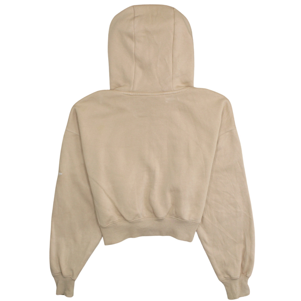 Nike Womens Beige Hoodie Medium Cropped Pullover Drawstring Logo