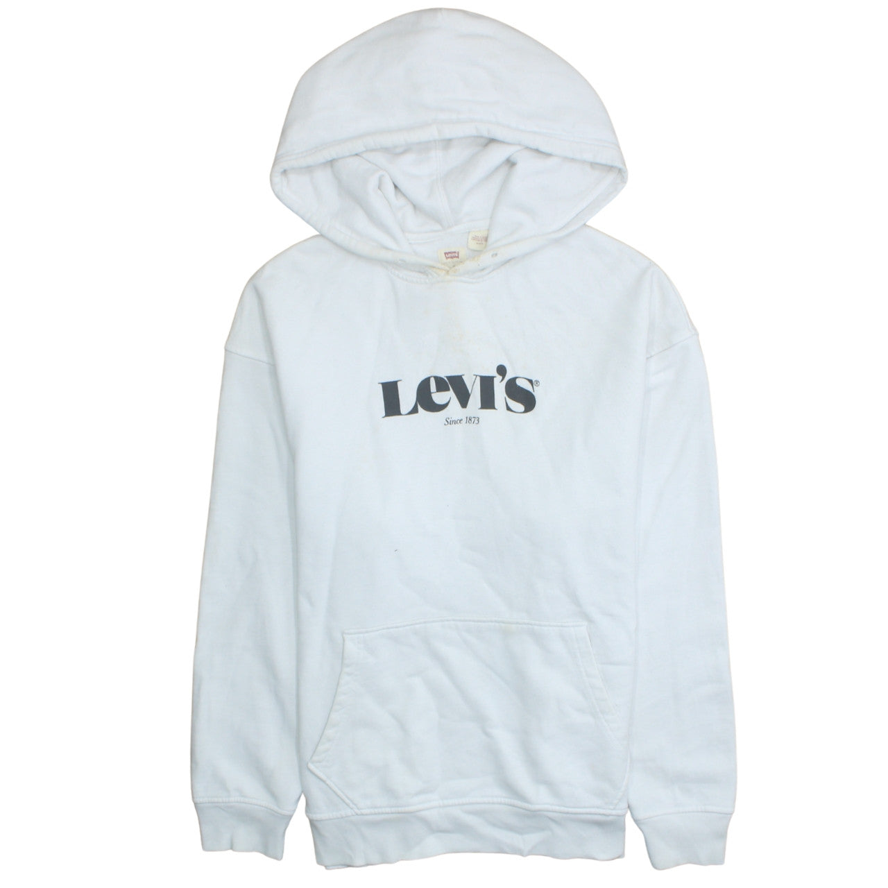 Levi's Men's White Pullover Hoodie M Relaxed Fit Logo Fleece