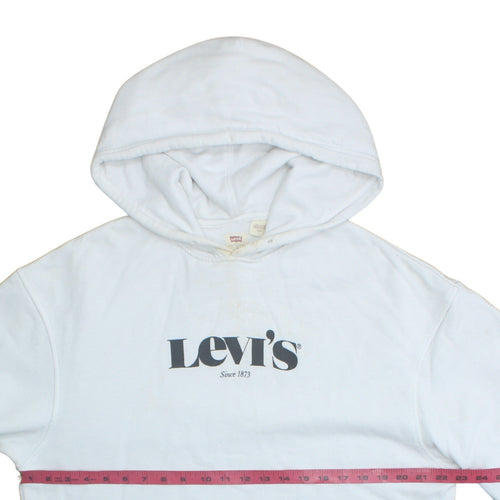 Levi's Men's White Pullover Hoodie M Relaxed Fit Logo Fleece