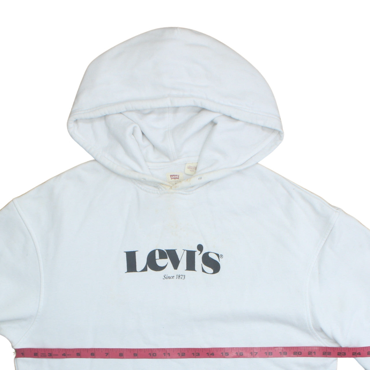 Levi's Men's White Pullover Hoodie M Relaxed Fit Logo Fleece