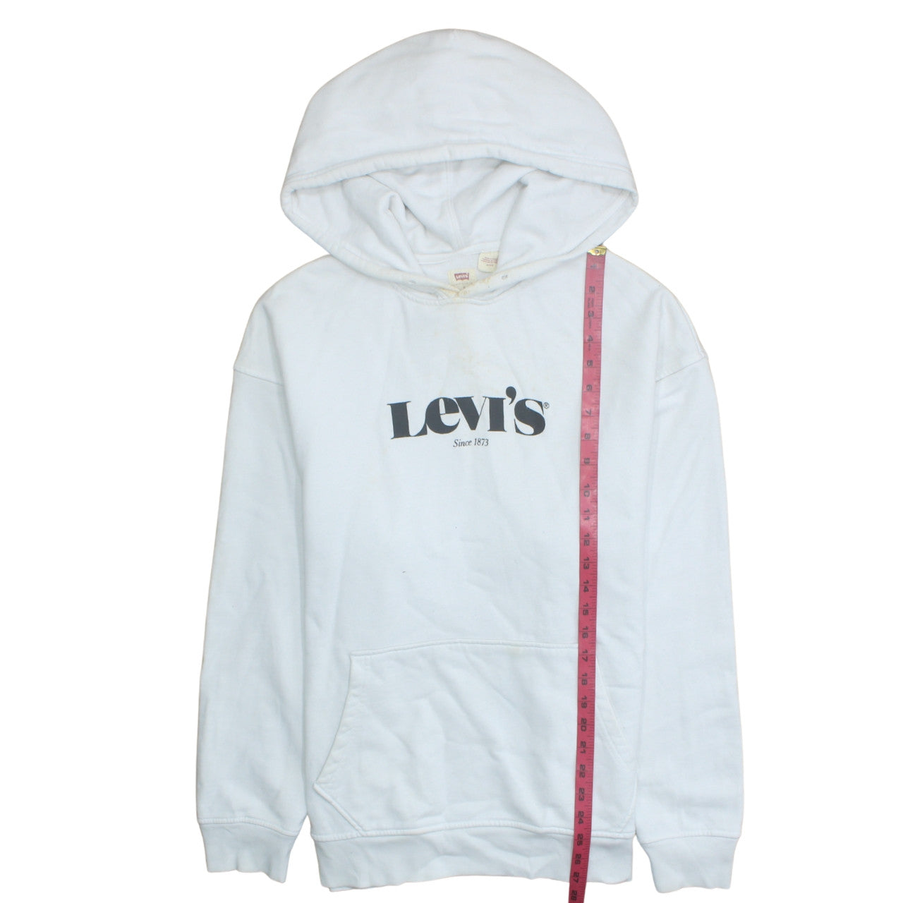 Levi's Men's White Pullover Hoodie M Relaxed Fit Logo Fleece
