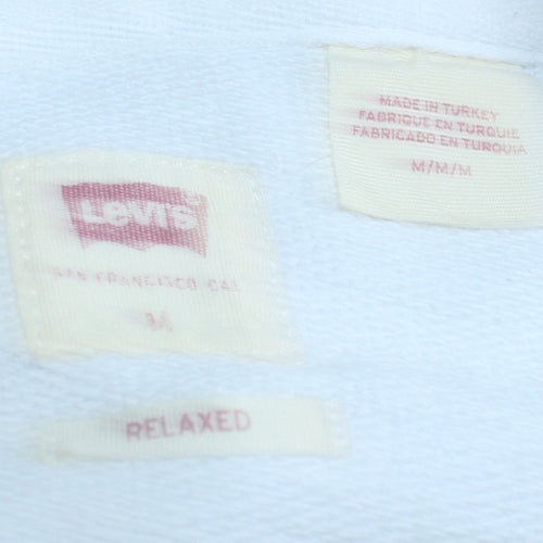 Levi's Men's White Pullover Hoodie M Relaxed Fit Logo Fleece