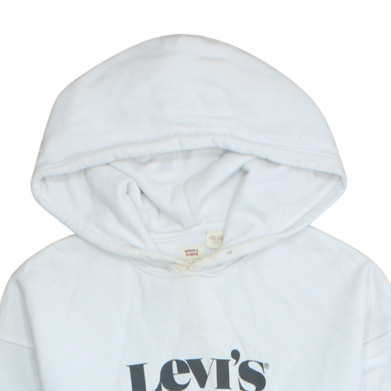 Levi's Men's White Pullover Hoodie M Relaxed Fit Logo Fleece