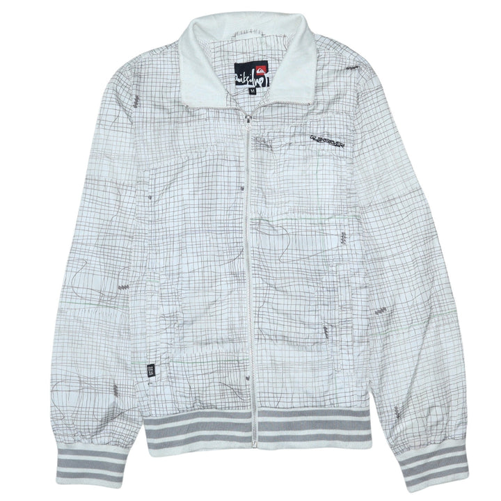 Quiksilver Mens White Geometric Track Jacket Size M Lightweight