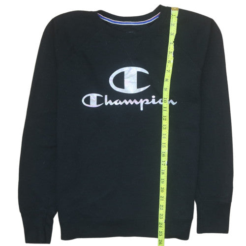 Champion Men's Black Logo Pullover Sweatshirt L Regular Fit
