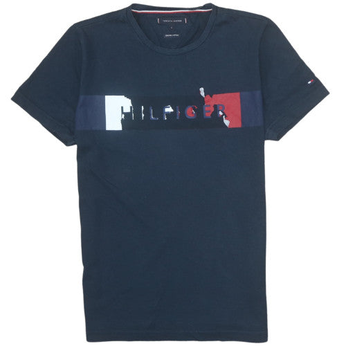 Tommy Hilfiger Men's Navy Blue Small Cotton Graphic T-Shirt