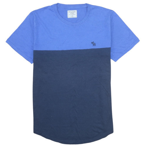 Abercrombie & Fitch Men's Blue Colourblock Crew Neck T-Shirt Size M
