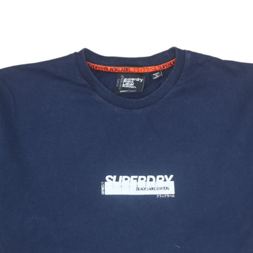 Superdry Men's Blue Black Label Edition T-Shirt Large Classic Style