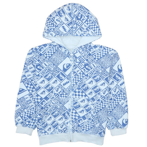 Quiksilver Teens Blue White Full Zip Hoodie Size 12 Casual Surf