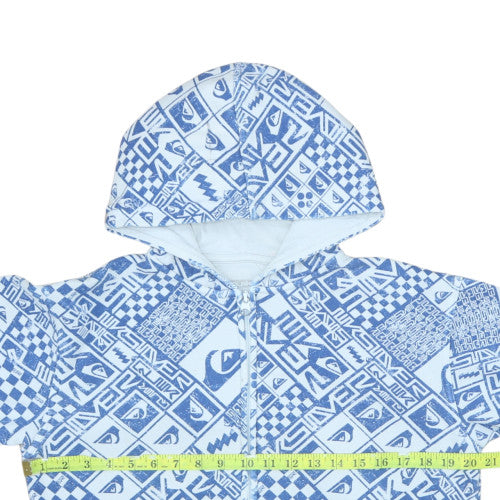 Quiksilver Teens Blue White Full Zip Hoodie Size 12 Casual Surf