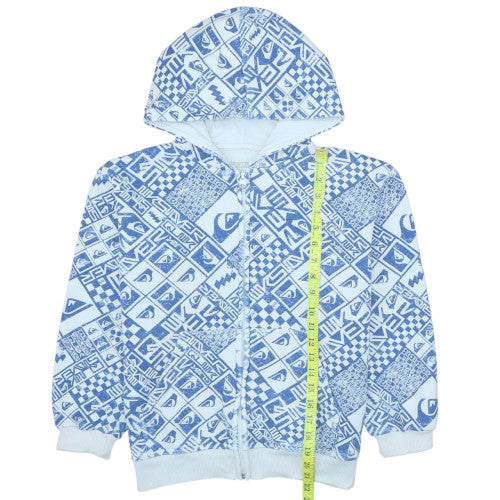 Quiksilver Teens Blue White Full Zip Hoodie Size 12 Casual Surf