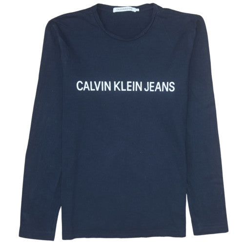 Calvin Klein Jeans Men's Navy Long Sleeve Crew Neck T-Shirt Size M