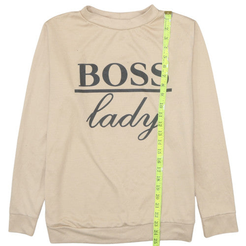 Style Plus Women Beige Pullover Sweatshirt Boss Lady XXL