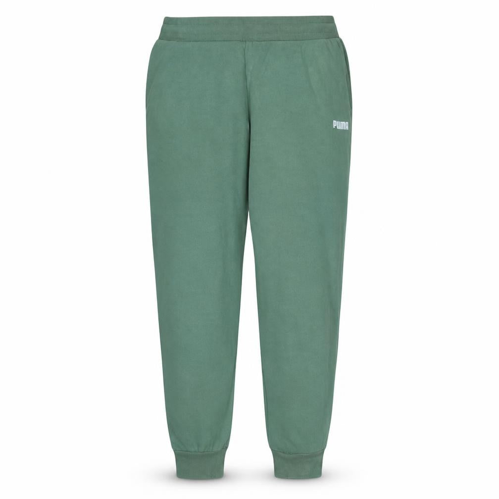 Front view of Puma Men's Green Jogger Sweatpants, size L, Cotton Blend