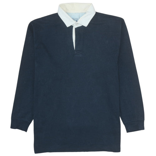 Resye Man Navy Long Sleeve Cotton Polo Shirt L Mens Classic Fit