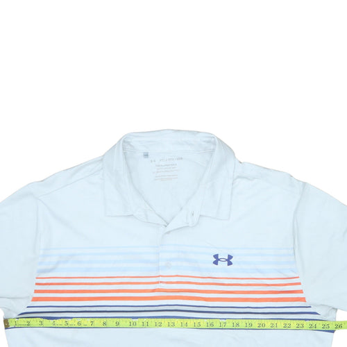 Under Armour Men's White 2XL Playoff Polo Shirt Golf Striped