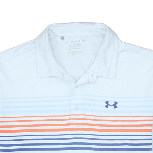 Under Armour Men's White 2XL Playoff Polo Shirt Golf Striped
