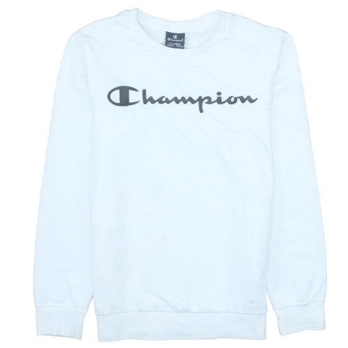 Champion Boys White XL 13-14 Years Logo Crew Neck Sweatshirt