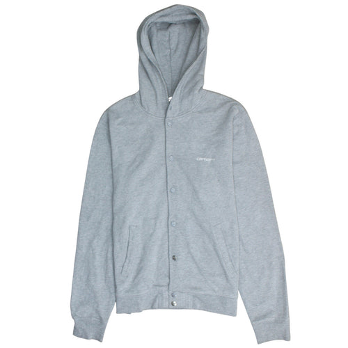 Carhartt Men's Grey Snap Button Hooded Fleece Jacket M