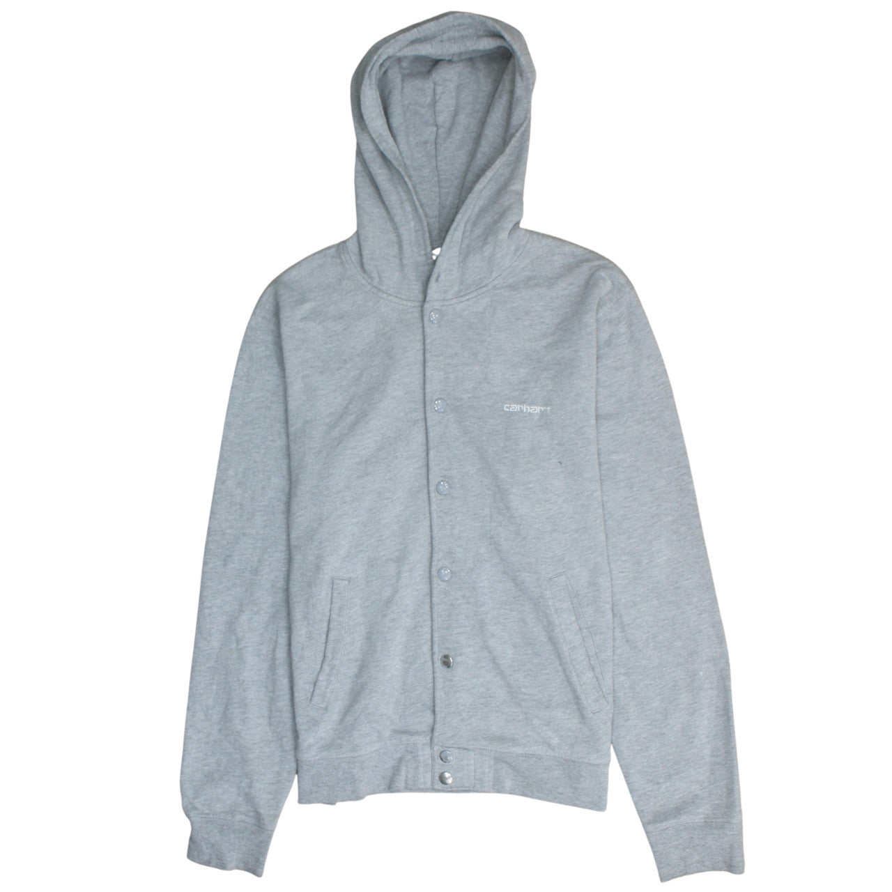 Carhartt Men's Grey Snap Button Hooded Fleece Jacket M