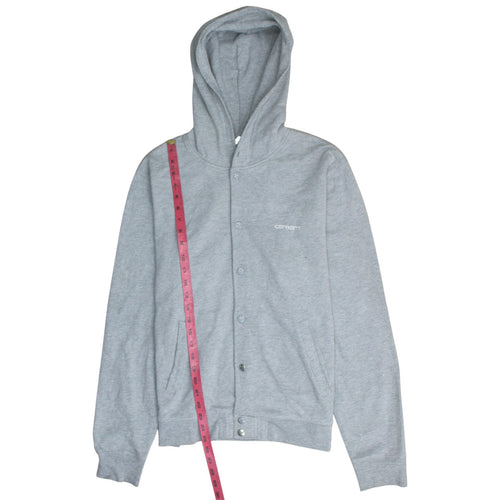 Carhartt Men's Grey Snap Button Hooded Fleece Jacket M