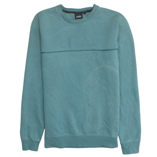 Diesel Mens Green Small Pullover Logo Crew Neck Sweatshirt
