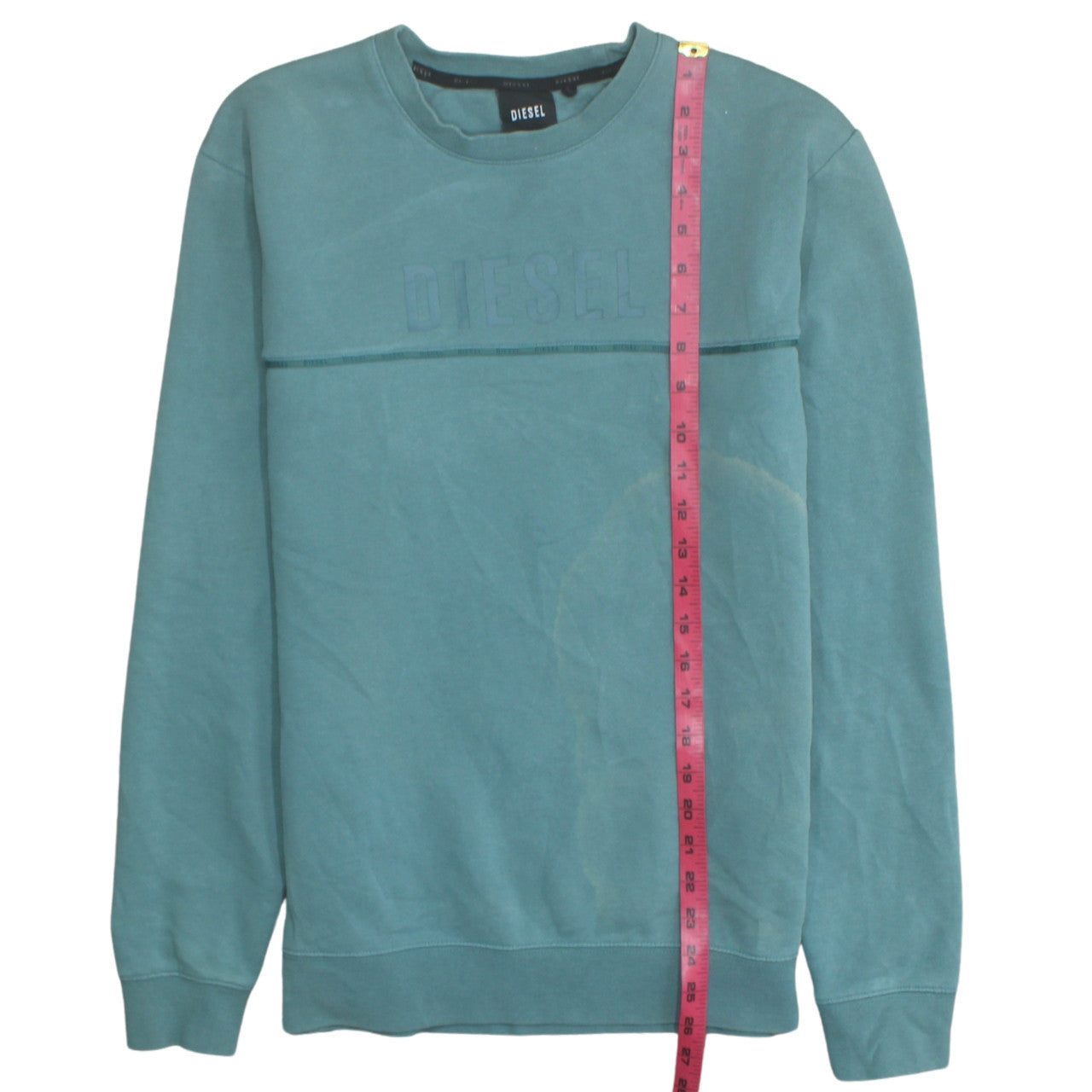 Diesel Mens Green Small Pullover Logo Crew Neck Sweatshirt