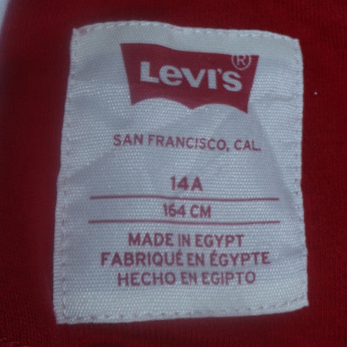 Levi's Boys Red Pullover Hoodie 14 Years Logo Fleece Sweatshirt