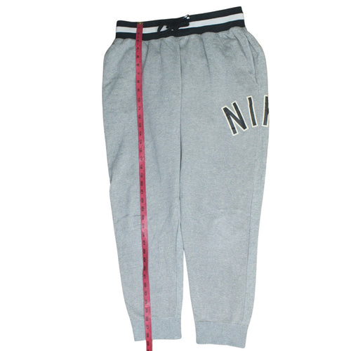 Nike Men Grey Sweatpants L Regular Fit Elastic Waist Tapered Fleece