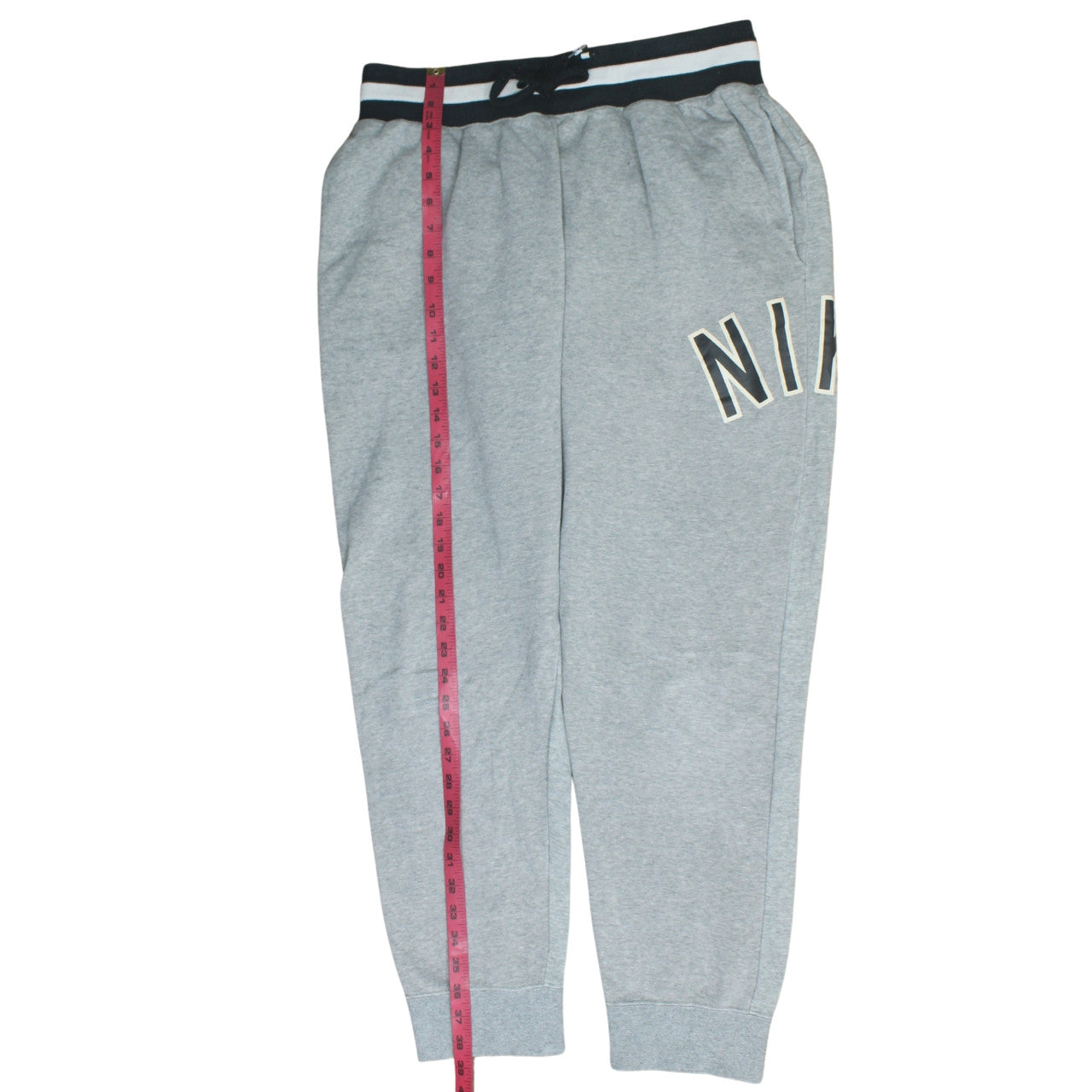 Nike Men Grey Sweatpants L Regular Fit Elastic Waist Tapered Fleece