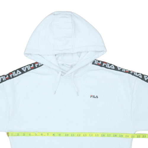 Fila Men White Hoodie Medium Pullover Logo Trim Casual Style
