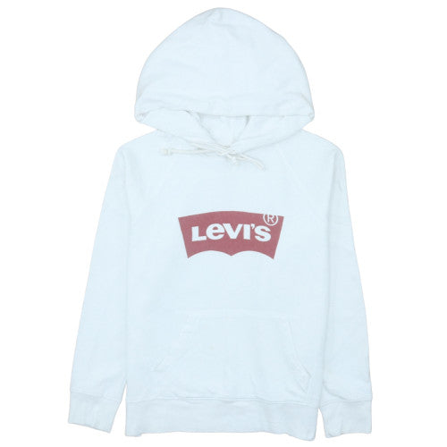 Levi's Women's White Pullover Hoodie Medium Logo Cotton Sweatshirt