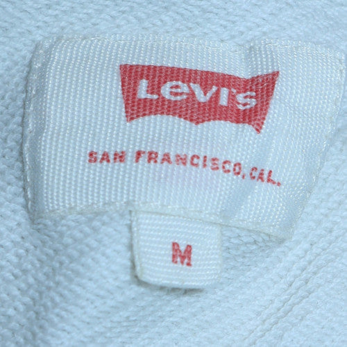 Levi's Women's White Pullover Hoodie Medium Logo Cotton Sweatshirt