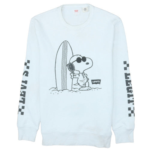Levi's Men's White Snoopy Crew Neck Graphic Print Sweatshirt Size M