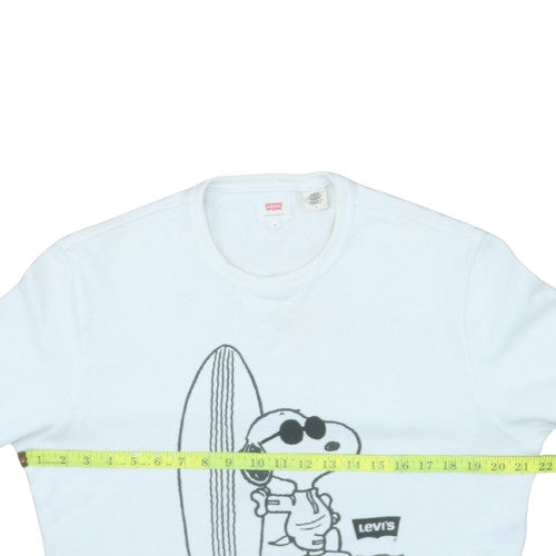 Levi's Men's White Snoopy Crew Neck Graphic Print Sweatshirt Size M