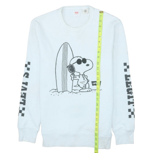 Levi's Men's White Snoopy Crew Neck Graphic Print Sweatshirt Size M