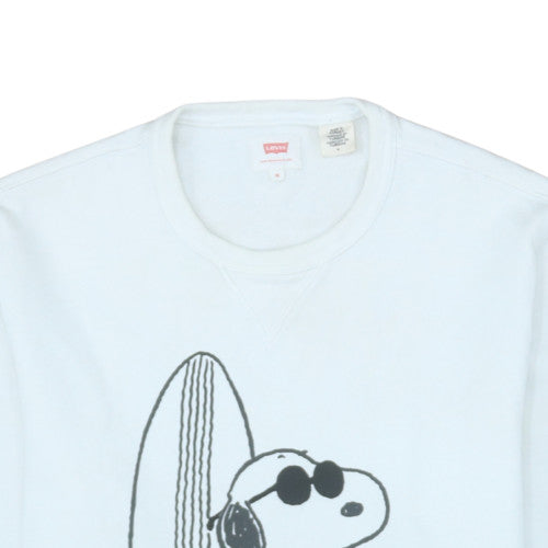 Levi's Men's White Snoopy Crew Neck Graphic Print Sweatshirt Size M