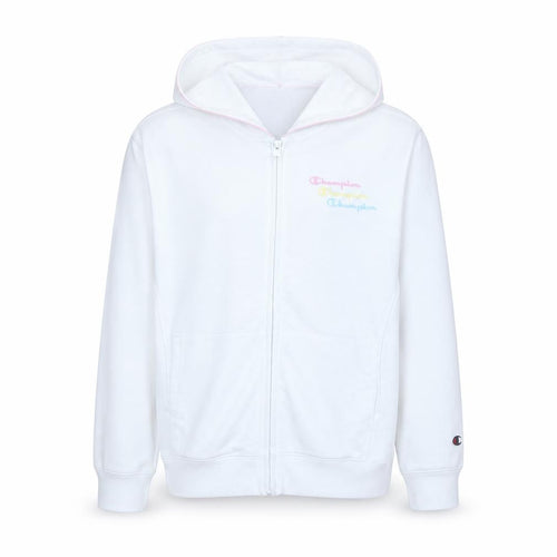 Champion Girls White Full Zip Hoodie 2XL Logo Cotton Blend Sweatshirt