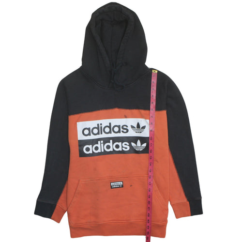 adidas Men's Orange & Black Pullover Hoodie Size S Graphic Logo