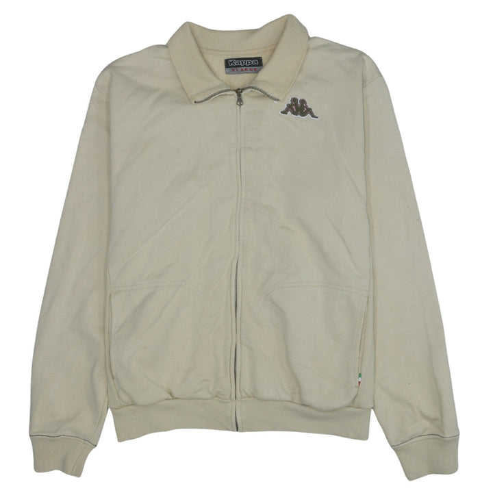 Kappa Men's Beige XL Track Jacket 100% Cotton Full Zip Retro Style
