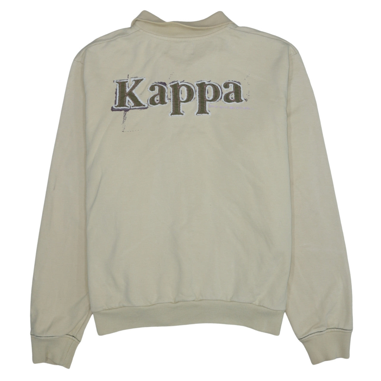 Kappa Men's Beige XL Track Jacket 100% Cotton Full Zip Retro Style