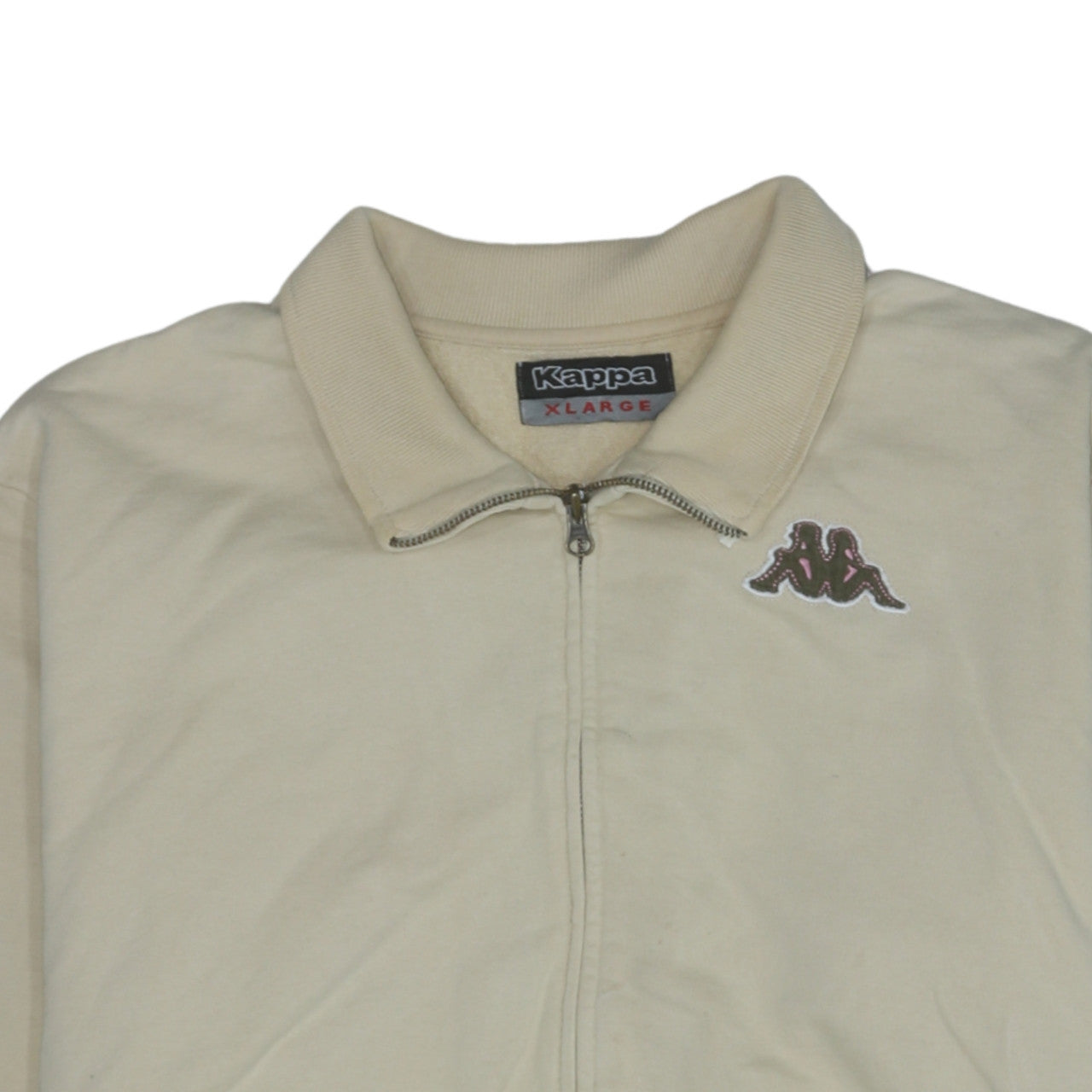Kappa Men's Beige XL Track Jacket 100% Cotton Full Zip Retro Style