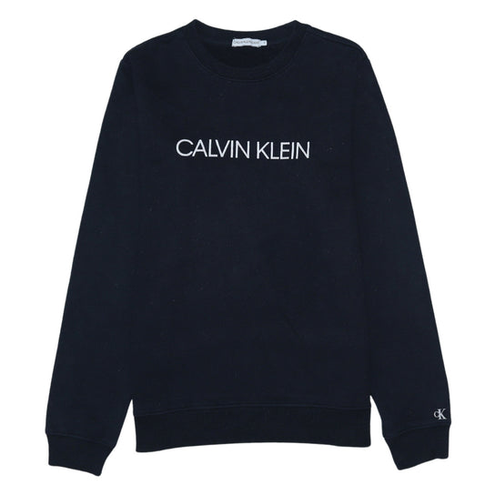 Calvin Klein Jeans Women Black Logo Sweatshirt Size 16 Cotton Blend