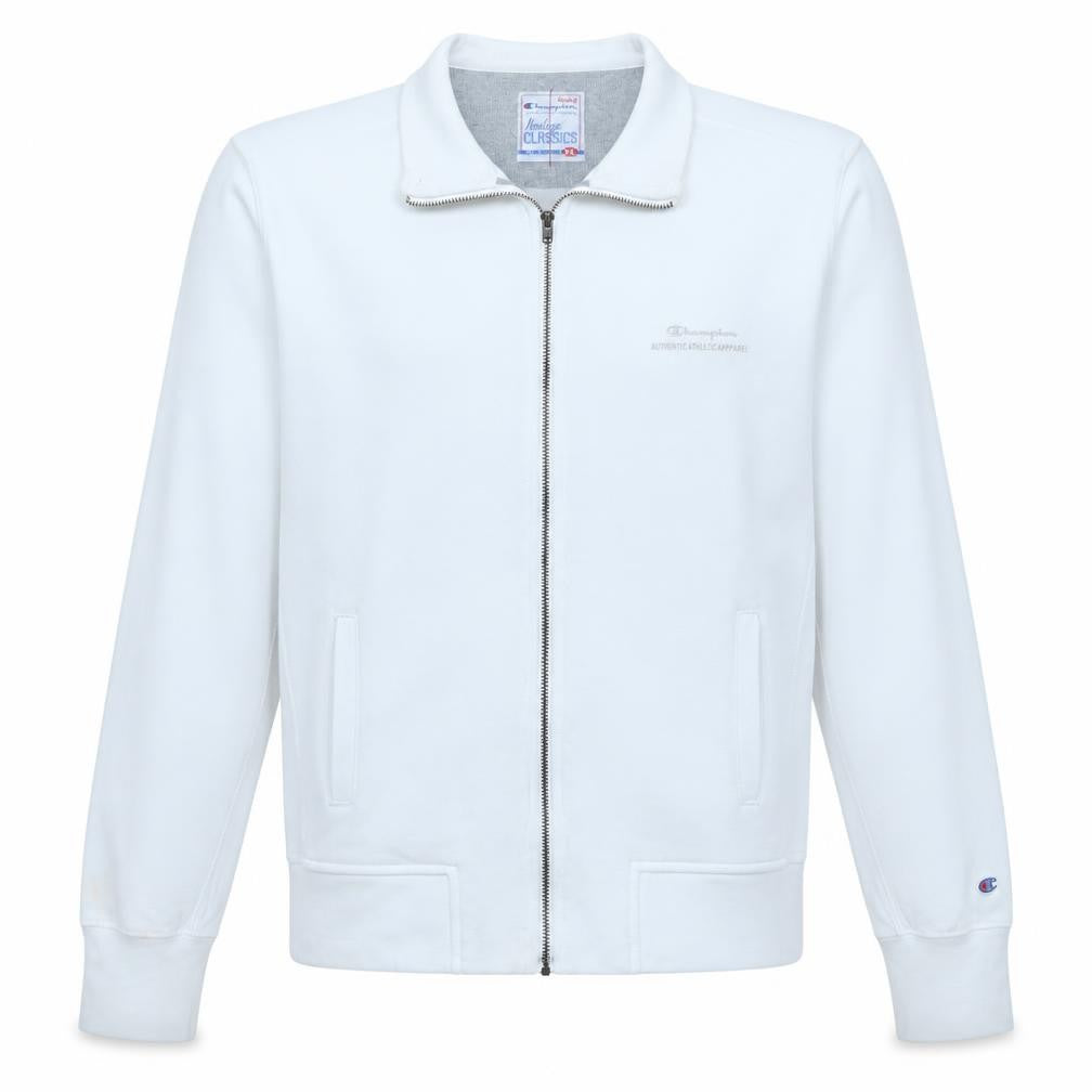 Front view of Champion Men's White XL Heritage Classics Track Jacket