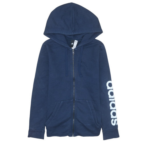 Adidas Women's Navy Blue Full Zip Hoodie Size S 8-10 Cotton Blend