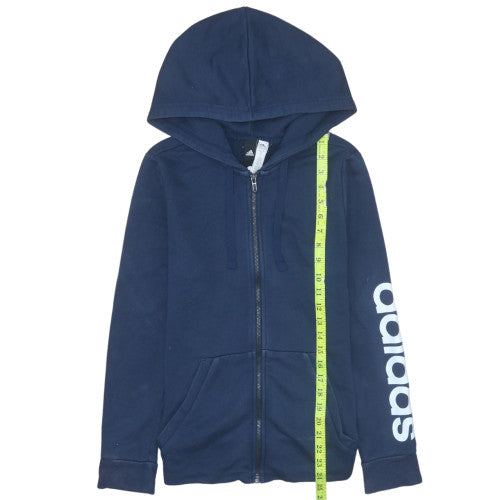 Adidas Women's Navy Blue Full Zip Hoodie Size S 8-10 Cotton Blend