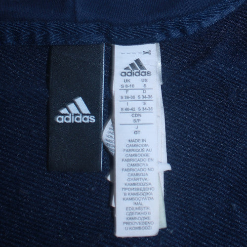 Adidas Women's Navy Blue Full Zip Hoodie Size S 8-10 Cotton Blend